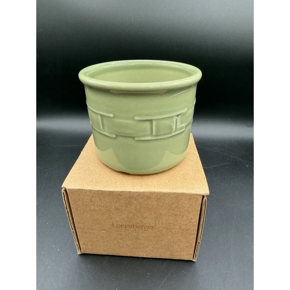 Longaberger Pottery 1 Pint Salt Crock 🌿🧂 Sage – NIB New in Box